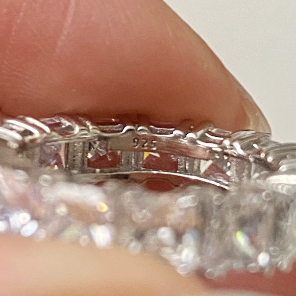 Sterling Silver 925 Princess Cut Eternity Ring - Picture 3 of 4